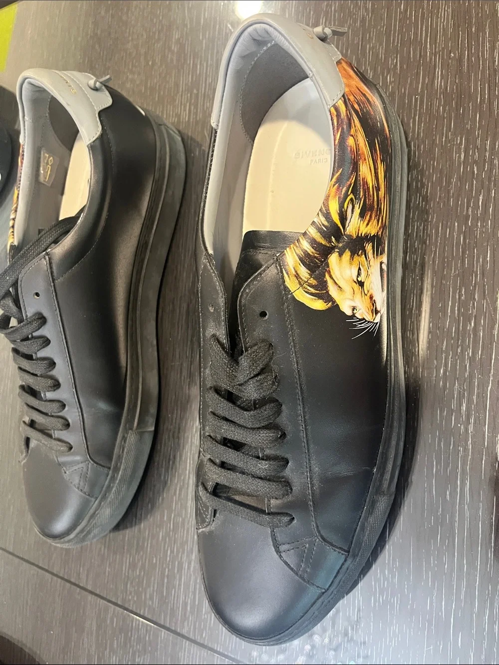 Givenchy Black Leather Low-Top Sneakers with Yellow Accent
